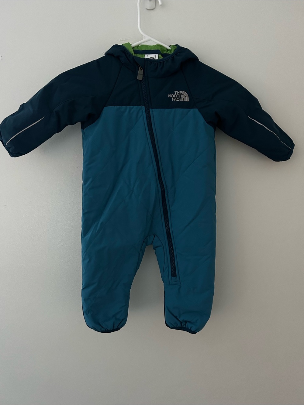 The North Face Teal and Navy Insulated Baby One-Piece Snowsuit